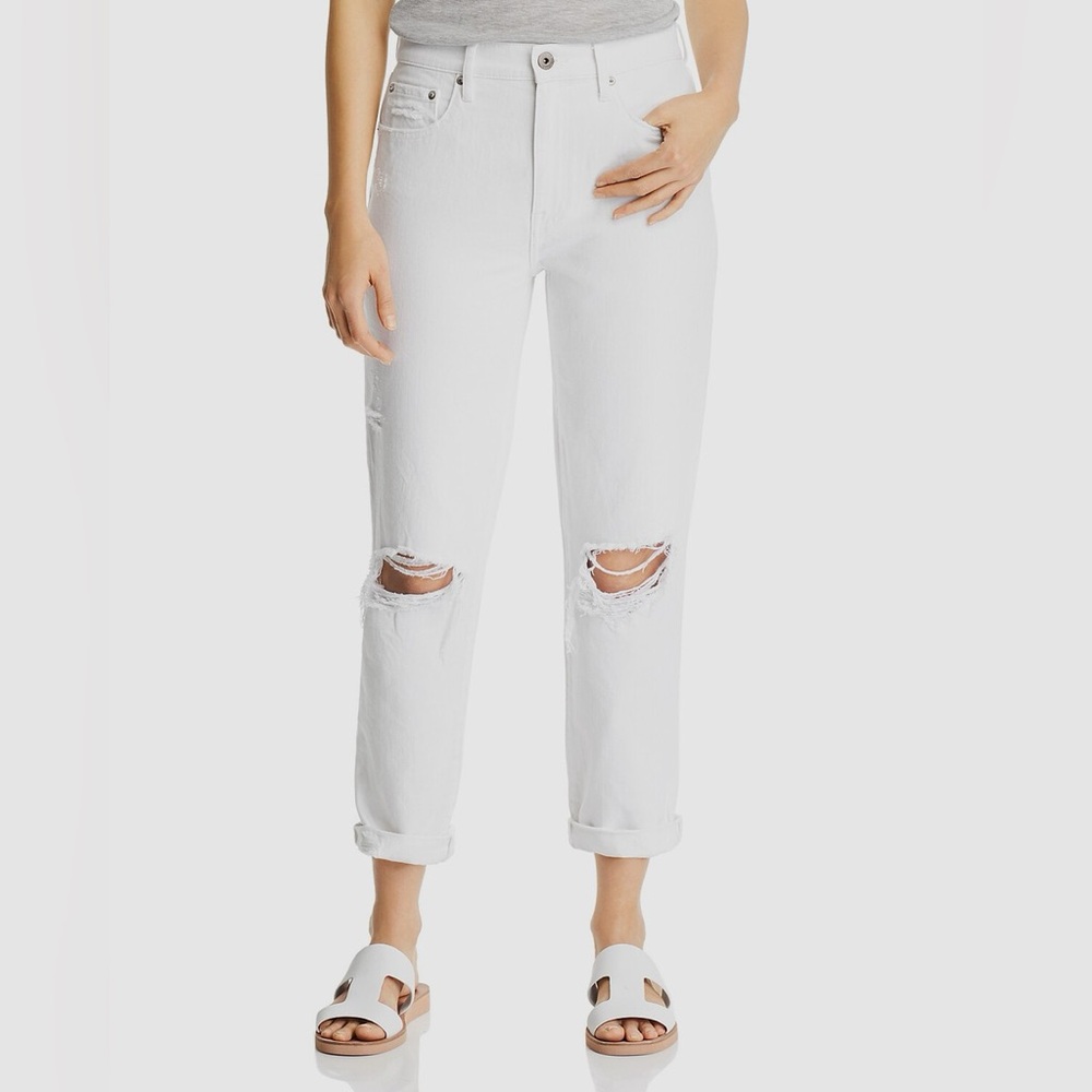 💙 NWT Pistola‎ Presley White Blizzard Distressed High Rise Relaxed Roller Jeans